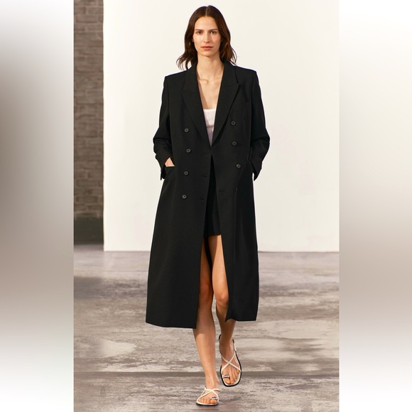 Zara Jackets & Blazers - Zara Tailored Double Breasted Coat Black ZW COLLECTION size XS NWT